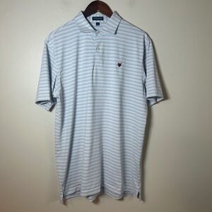 Peter Millar Crown Crafted Mens Large Striped Performance Polo Shirt Golf